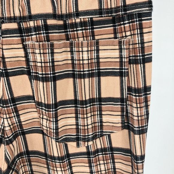 Urban Outfitters Brown Cream Plaid Flannel Stretch Waist Skinny Leg Pants size S - Picture 8 of 13